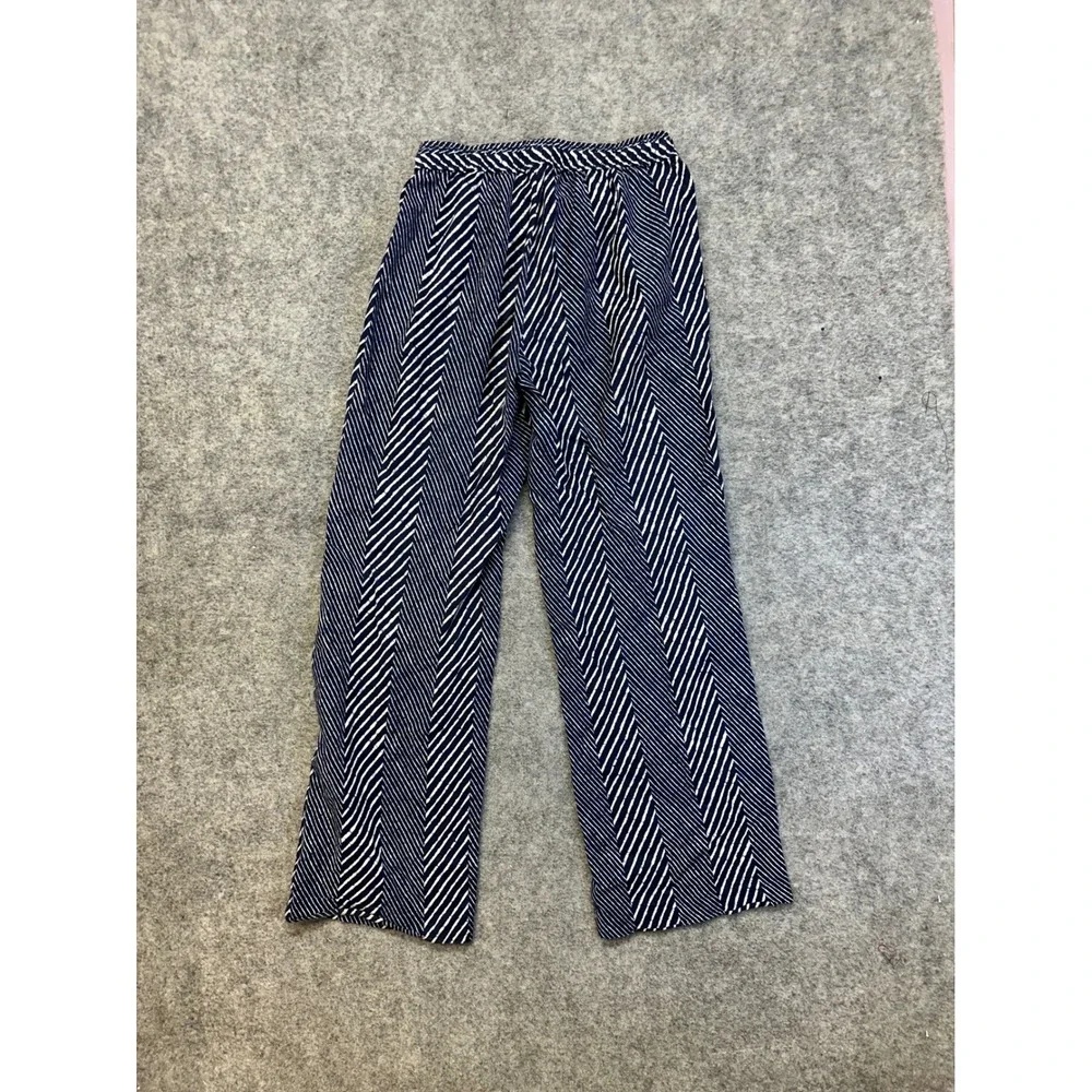 Michael Kors Wide Leg Pants‎ Womens Size 4 Navy White Chevron Linen